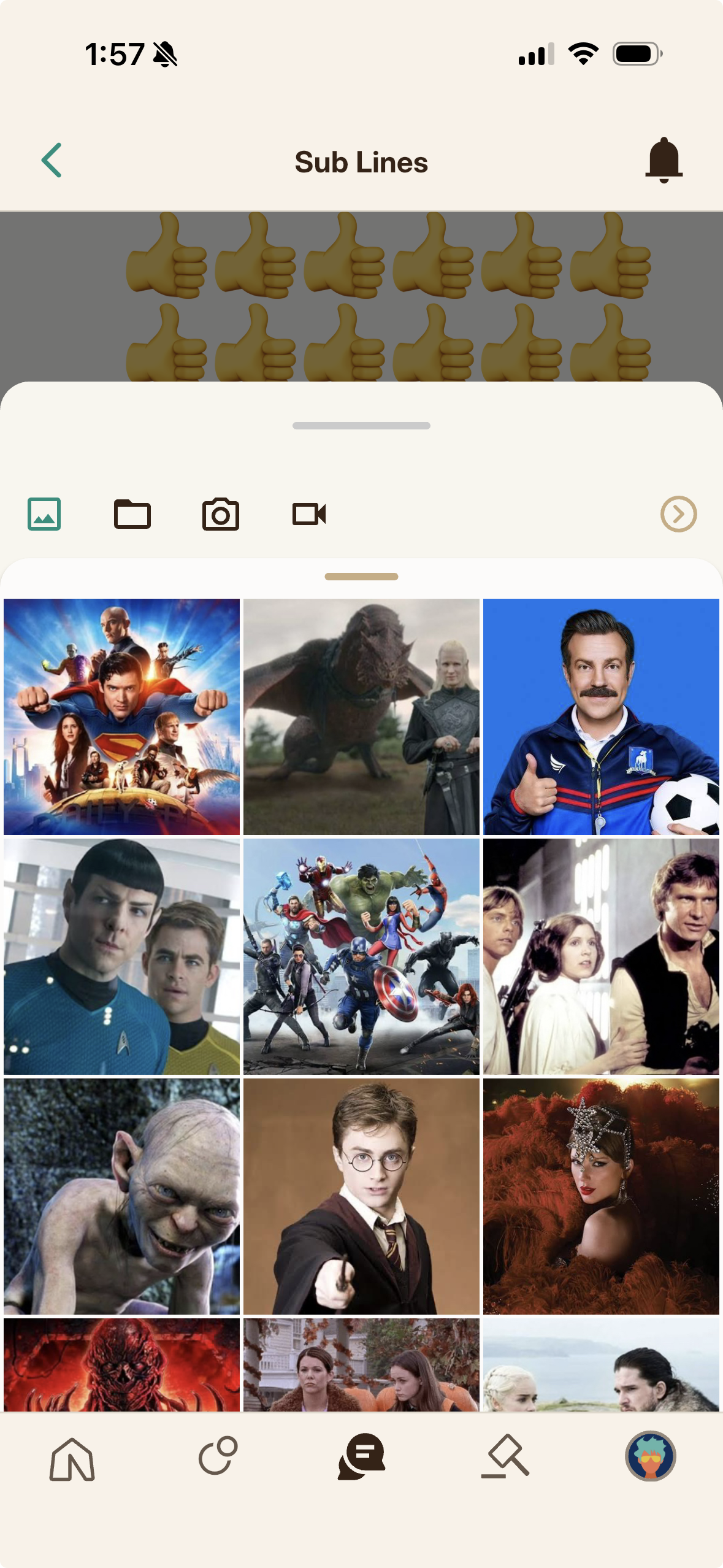The chat attachment options: Giphy, images, files, and enriched music links.