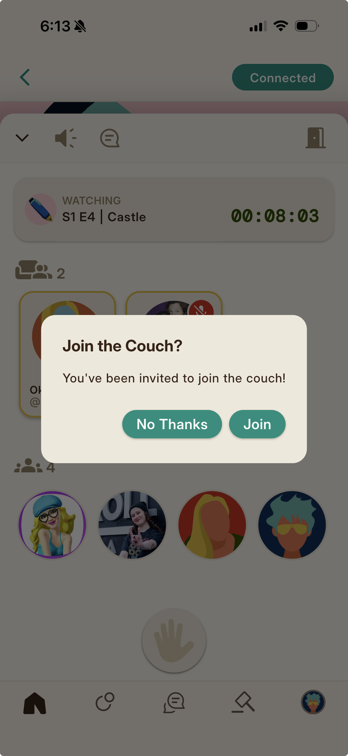 The Join the Couch invitation dialog.