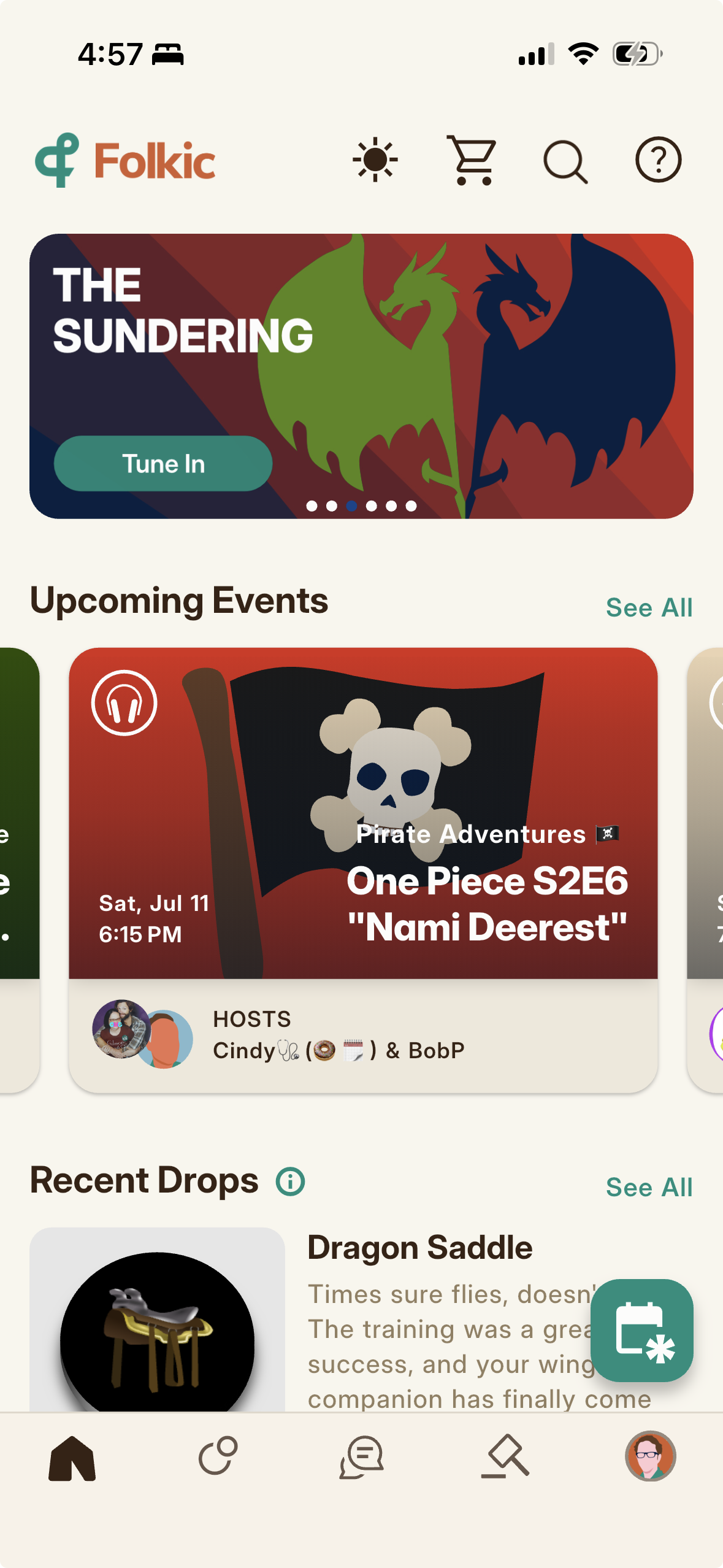A close up of the Home app bar: the KRNL balance, the light and dark toggle, Buy KRNL, and search.