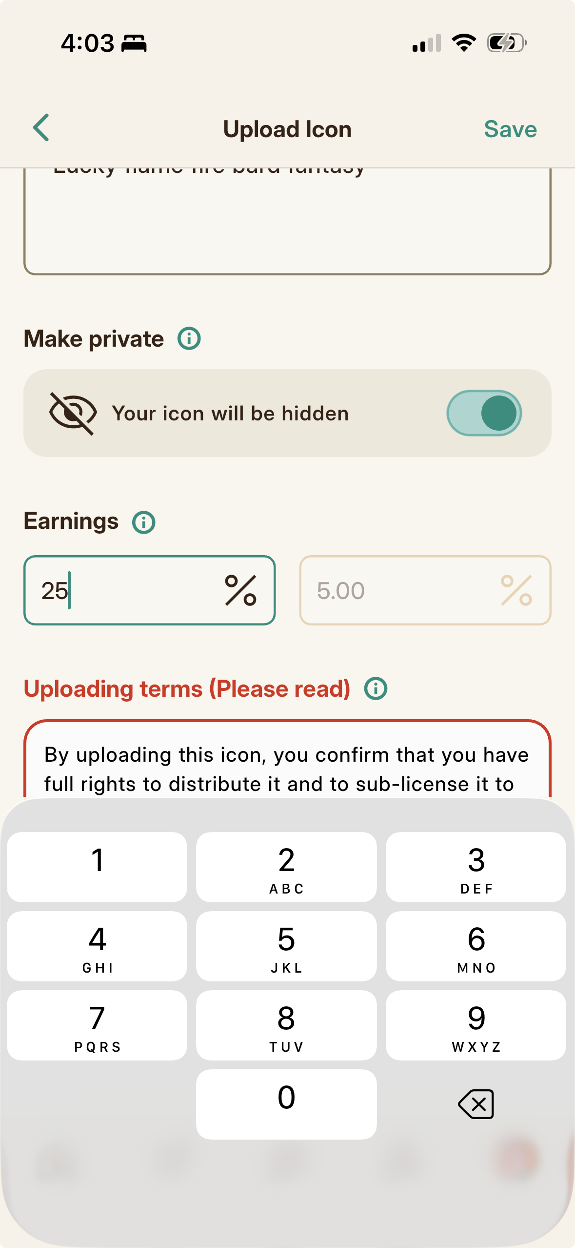 An Icon's commission and royalty fields, the two ways contributed art earns KRNL.