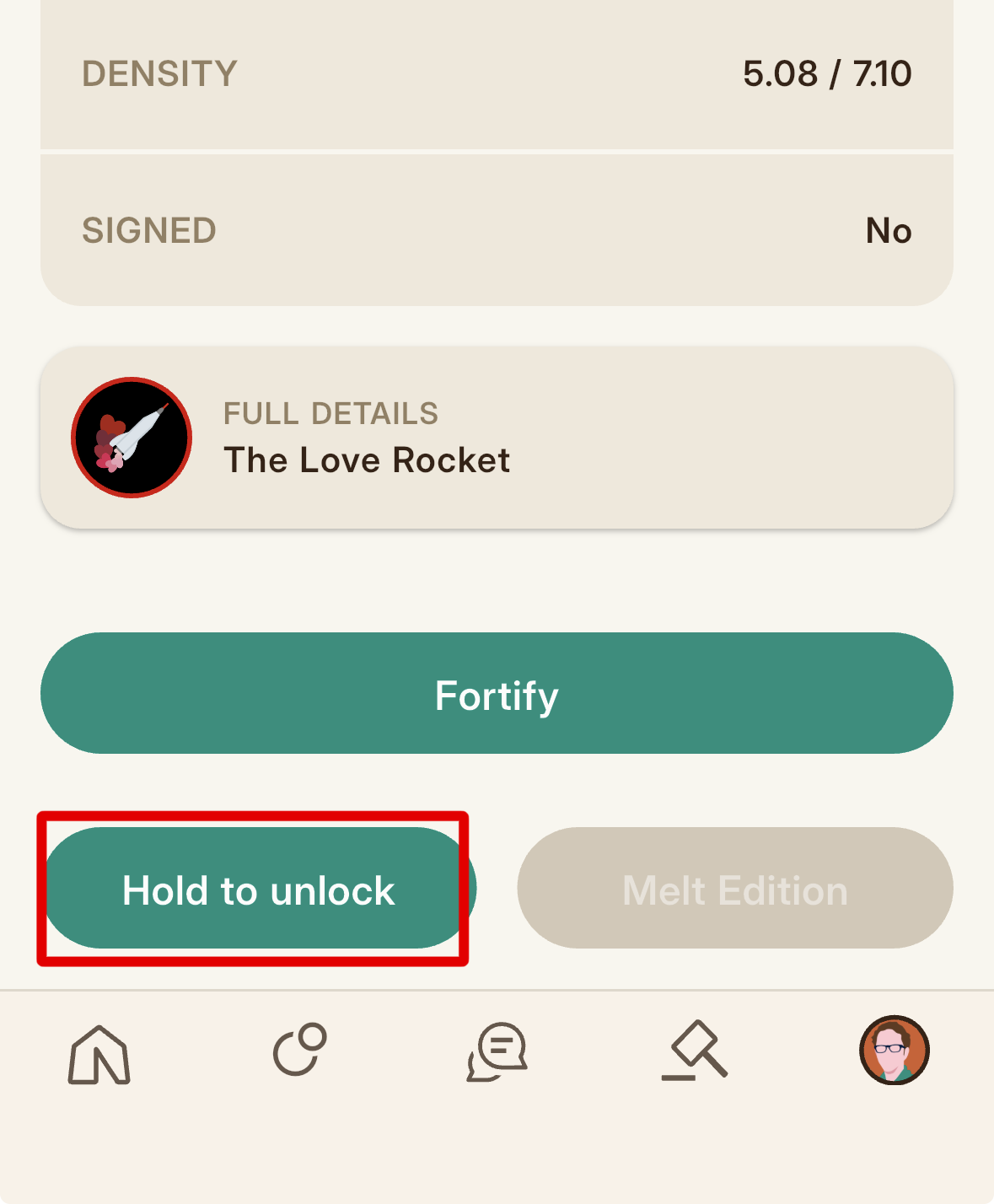 The two step Melt control: hold the lock button to unlock the Melt button.