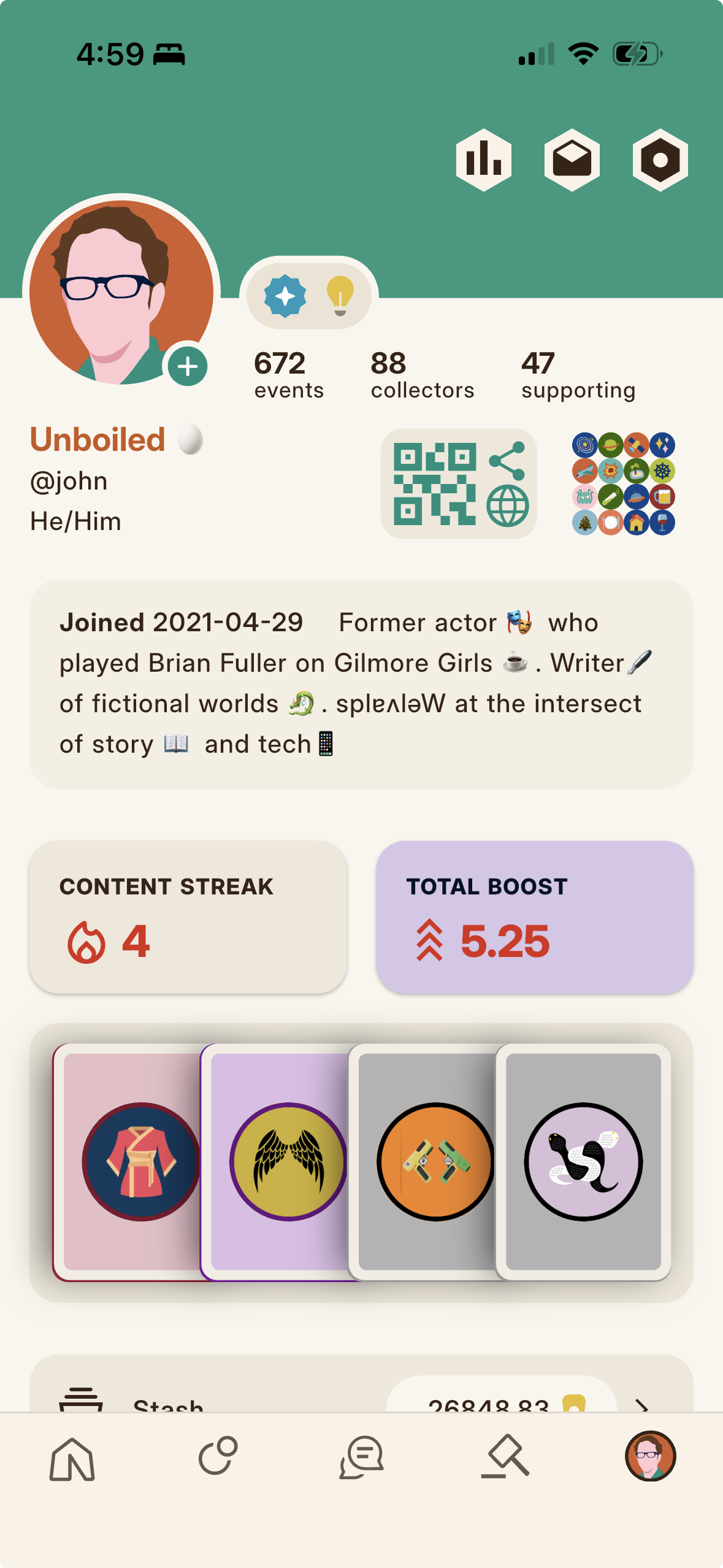 Your profile hub on the More tab.