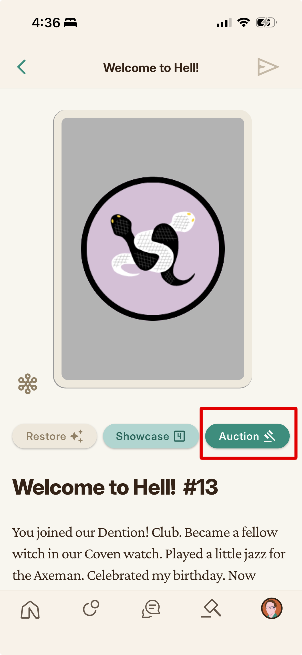 A Memento edition's detail page with the Send to Auction control, and the dialog for setting a minimum bid.