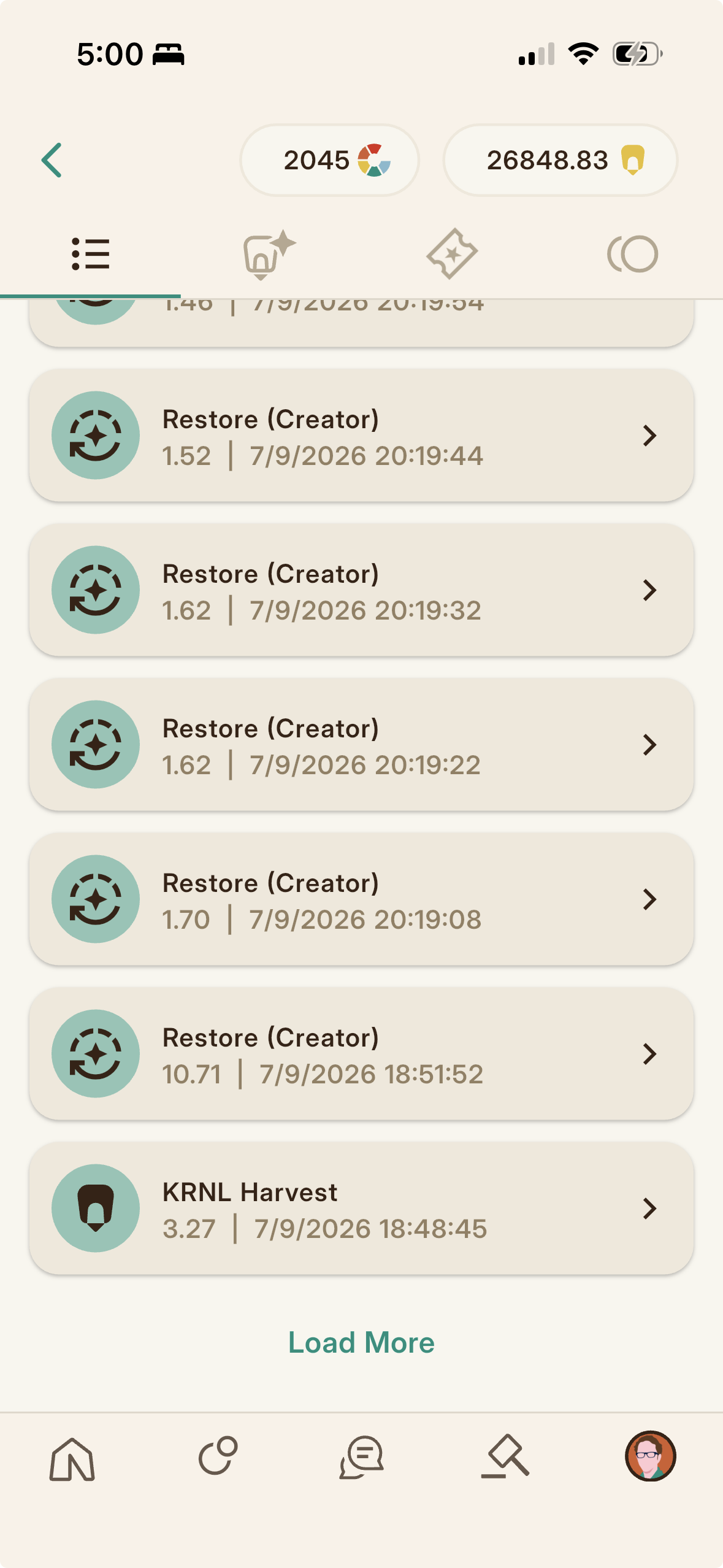 The Stash and its Ledger tabs: transactions, Host Harvests, event fees, and tips.