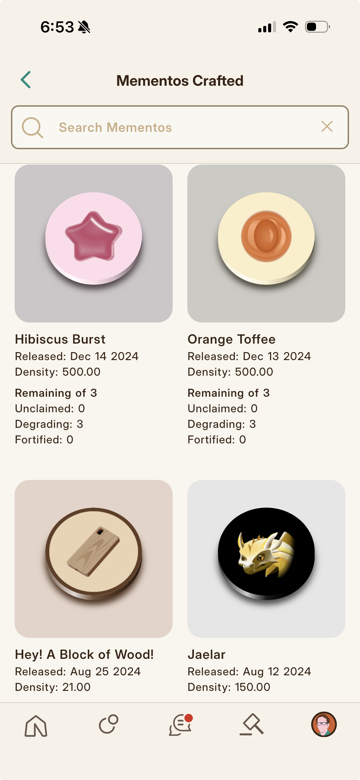 Works, your portfolio of crafted Mementos including drafts.